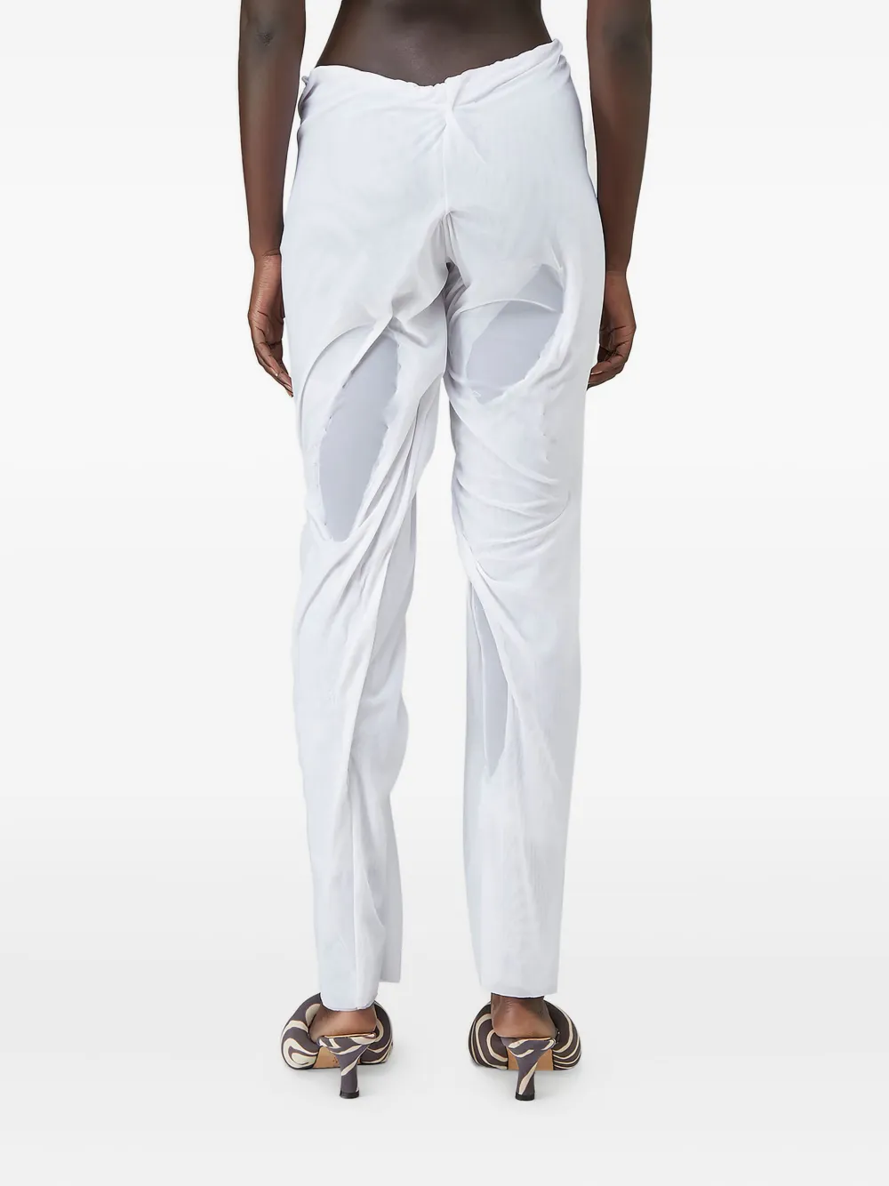 Di Petsa Gathered Wet-look Trousers In White