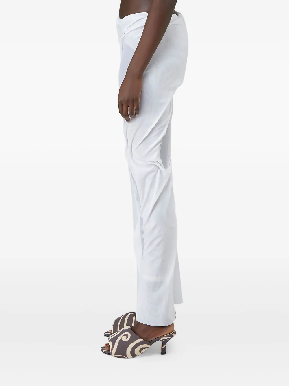 Di Petsa Gathered Wet-look Trousers In White