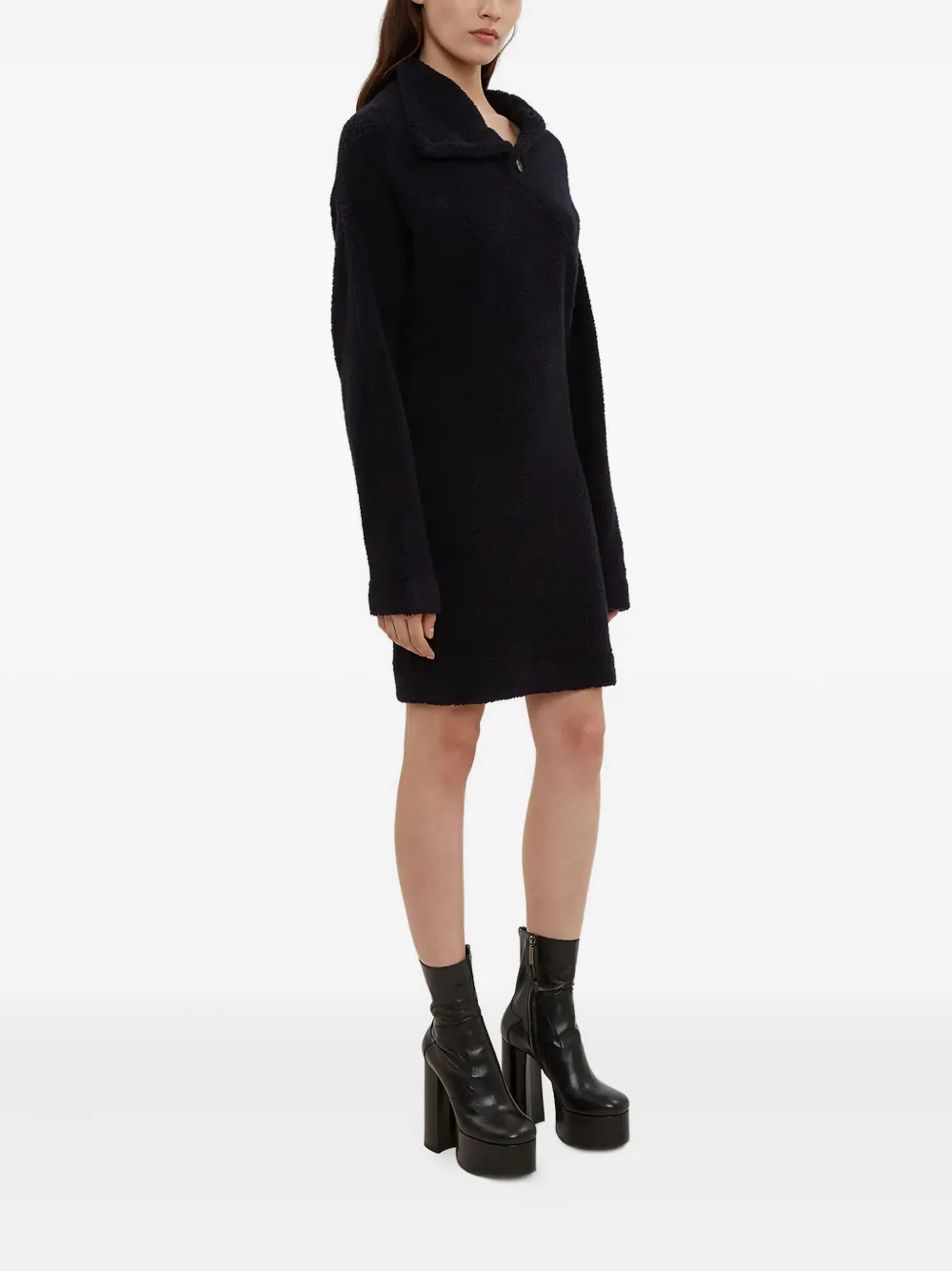 Atlein asymmetrical funnel-neck sweater dress - Zwart