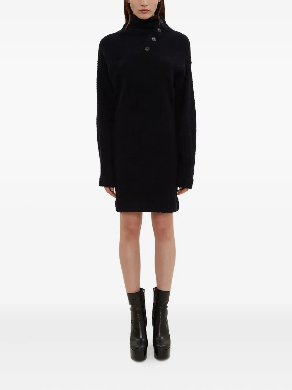Atlein asymmetrical funnel-neck sweater dress | Black | Image 1