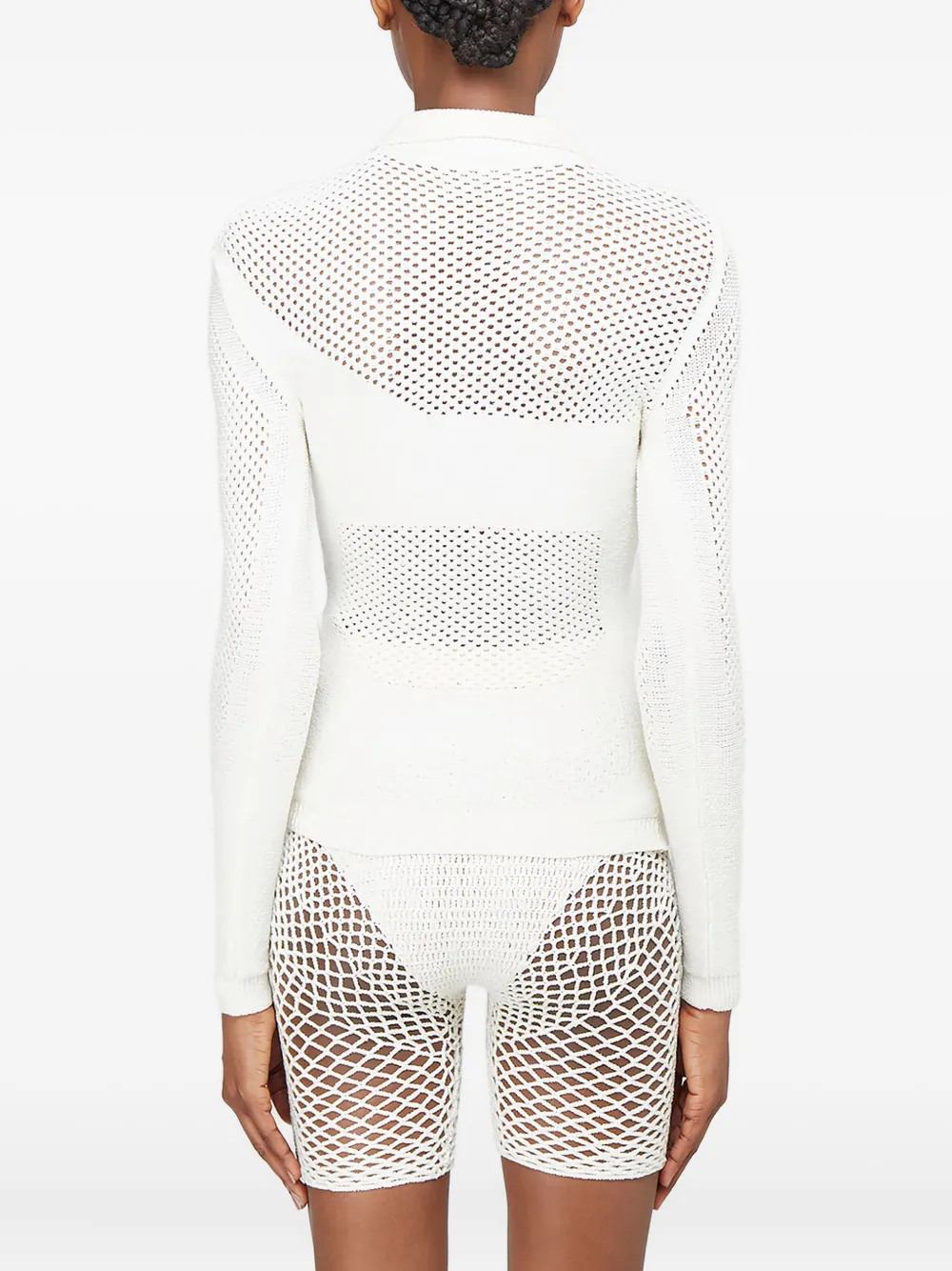 Isa Boulder Open-knit V-neck Sweater In White