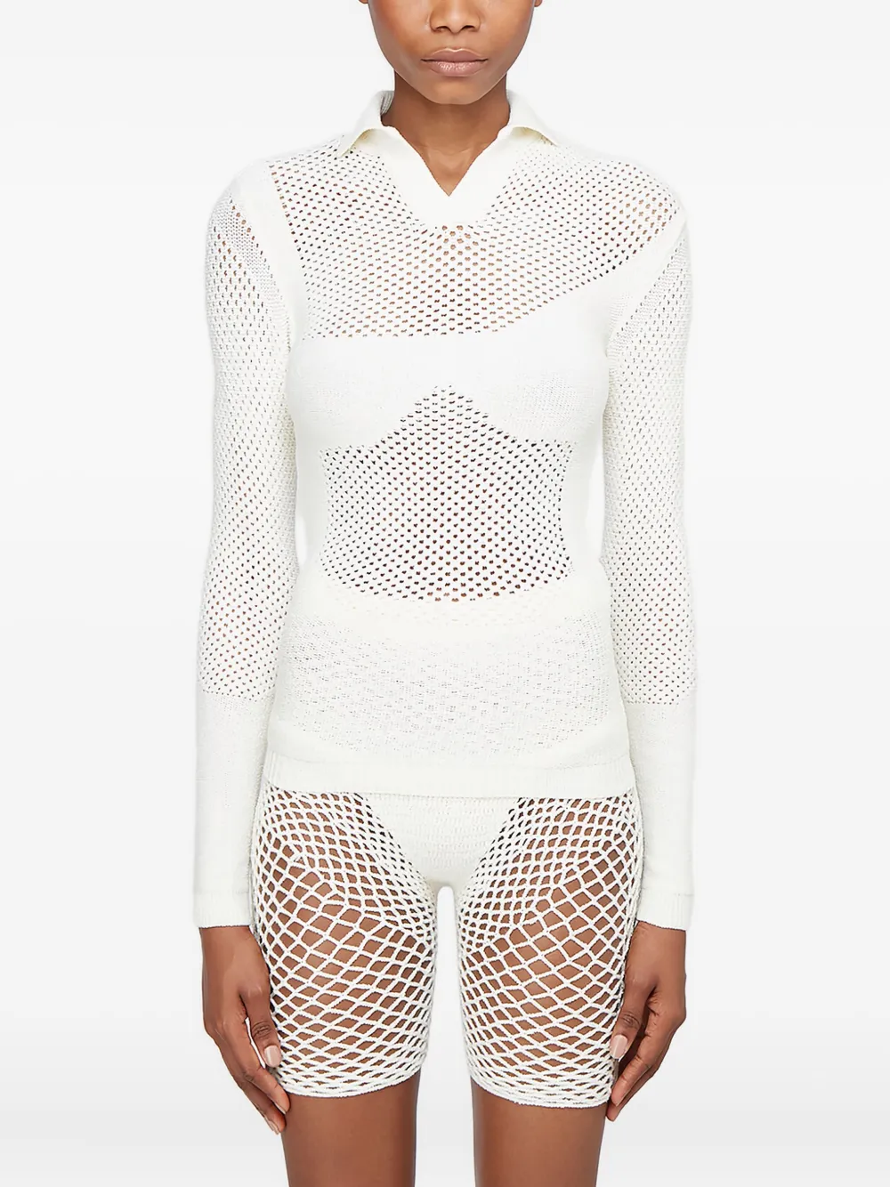 Isa Boulder Open-knit V-neck Sweater In White