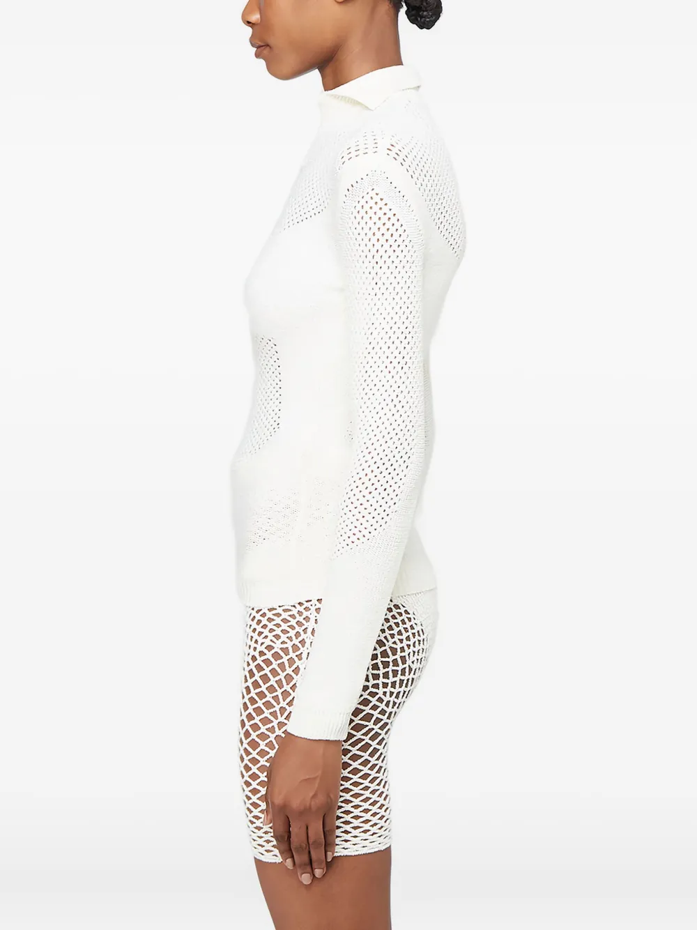 Isa Boulder Open-knit V-neck Sweater In White