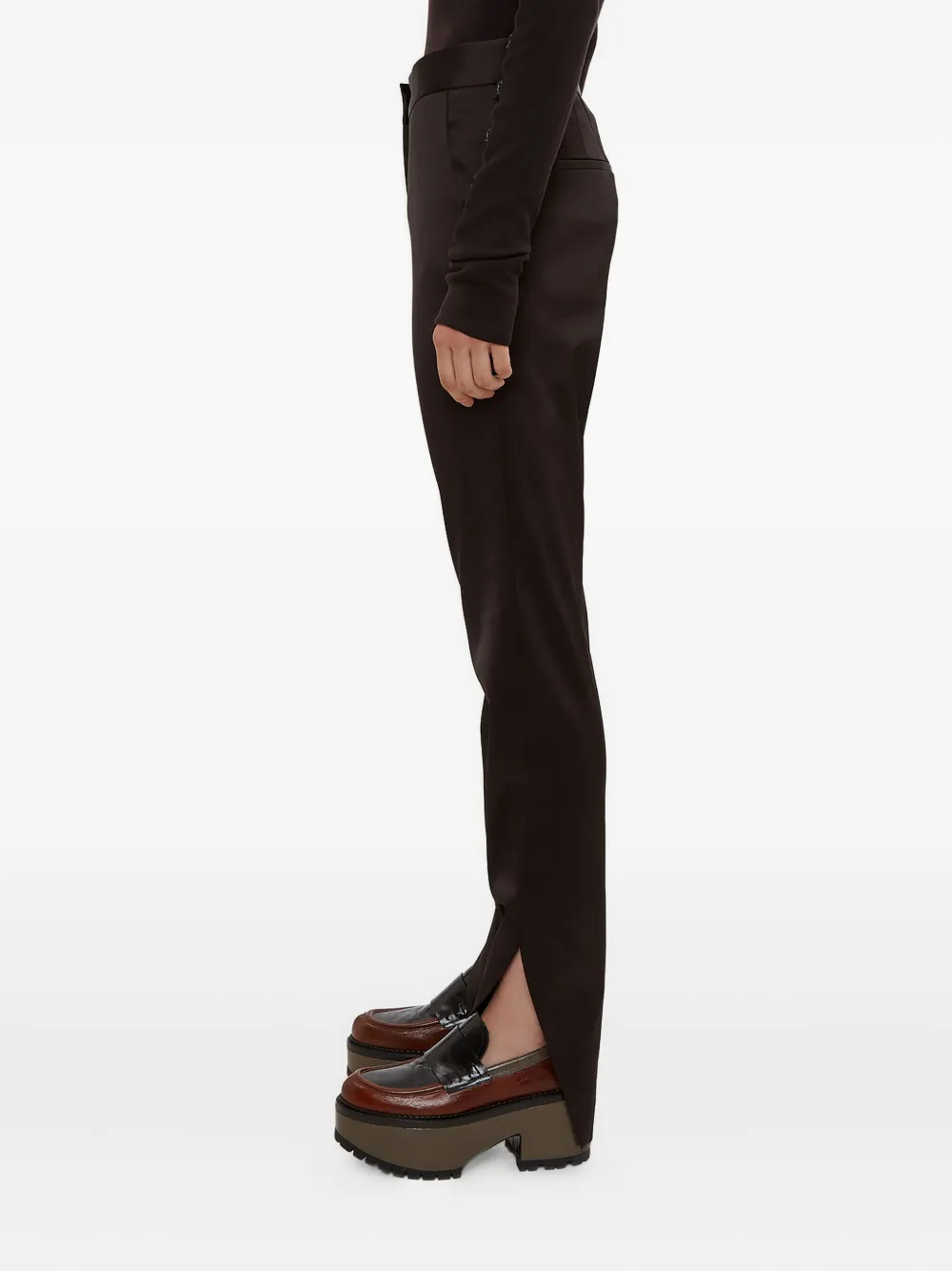 Olivier Theyskens Split-hem Satin Trousers In Black