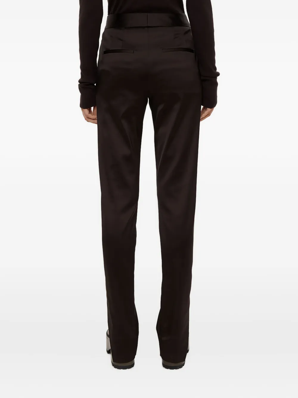 Olivier Theyskens Split-hem Satin Trousers In Black