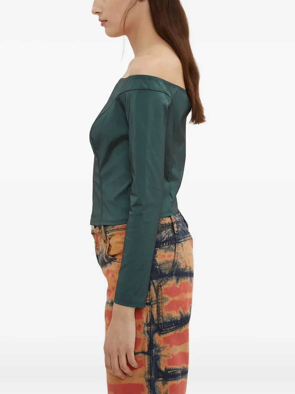 Eckhaus Latta Bardot blouse met korset hals Groen