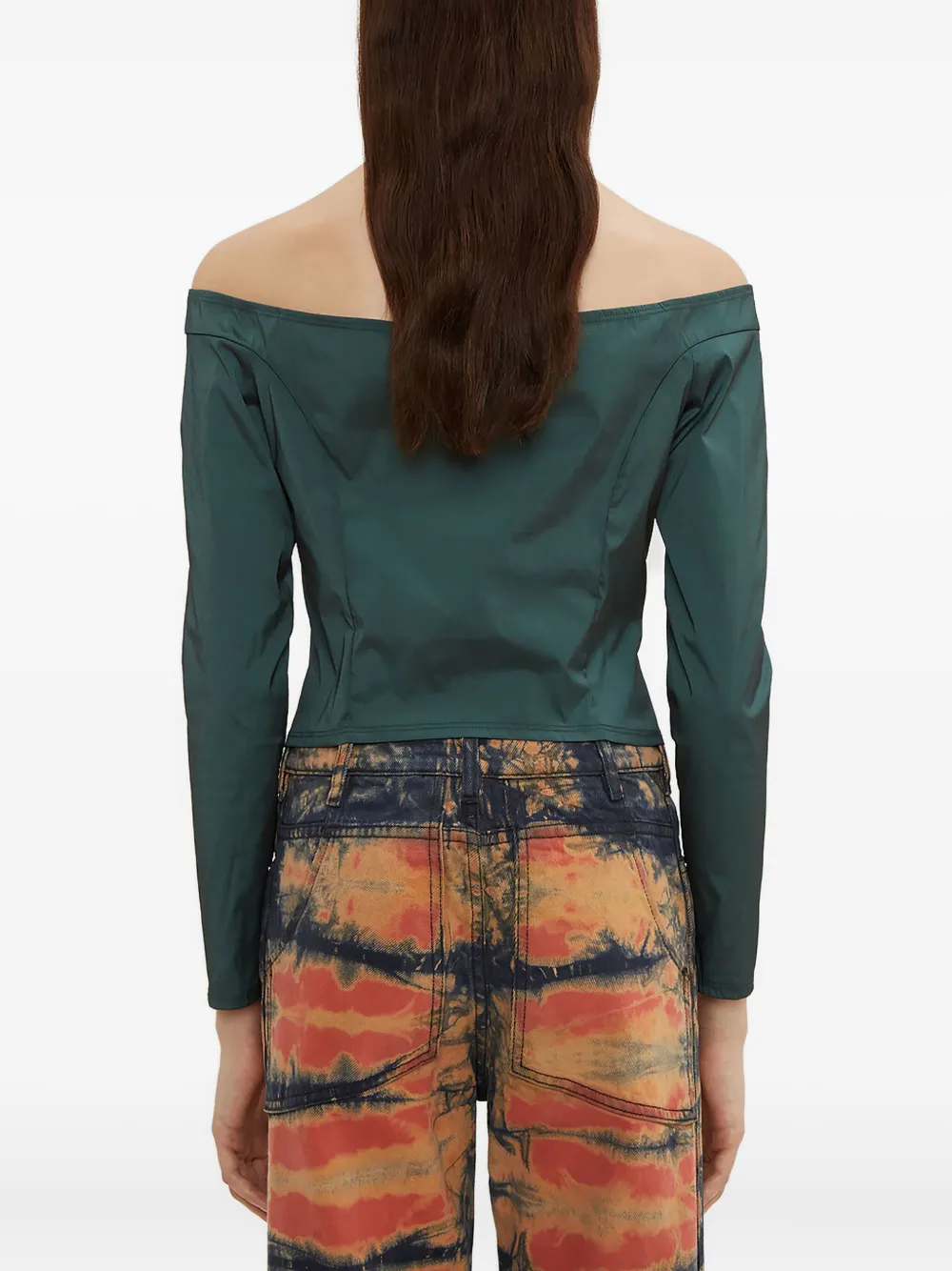 Eckhaus Latta Bardot blouse met korset hals Groen