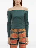 Eckhaus Latta Bardot-neck corset blouse - Green