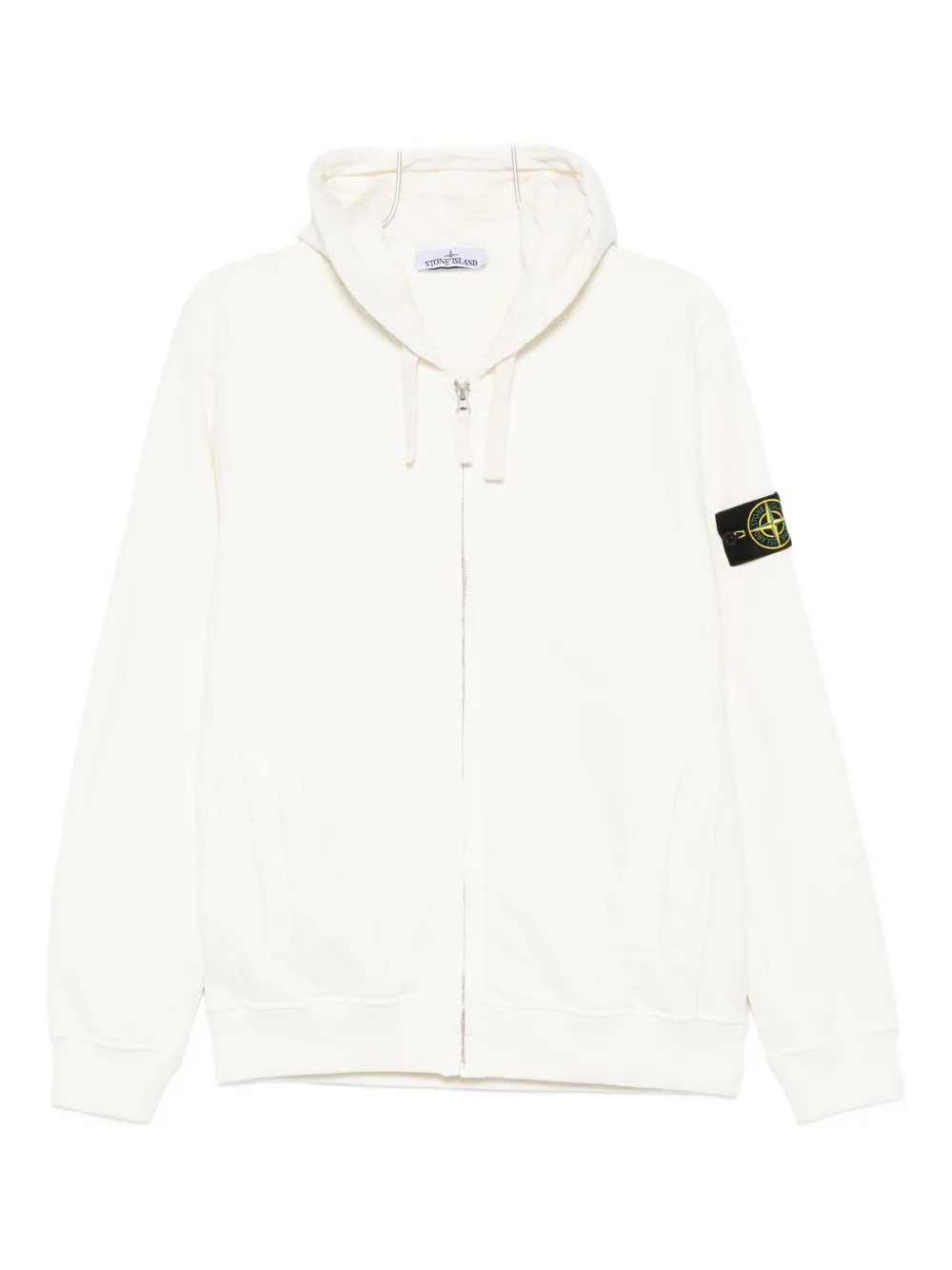 Stone Island logo-patch zip-up hoodie - ホワイト Stone Island logo-patch zip-up hoodie - ホワイト