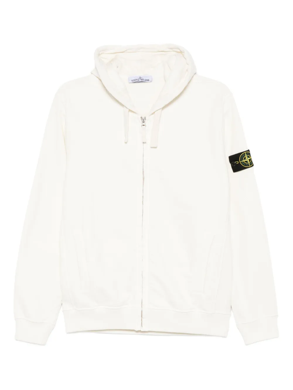 Stone Island logo-patch zip-up hoodie | White | Image 1