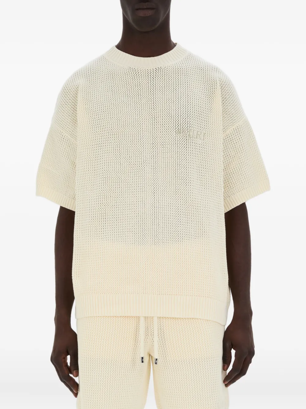 AMIRI open-knit short-sleeve T-shirt | Neutrals | Image 1