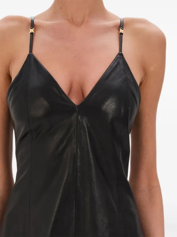 leather v neck dress AMIRI V-neck Mini | Black wine halter dress