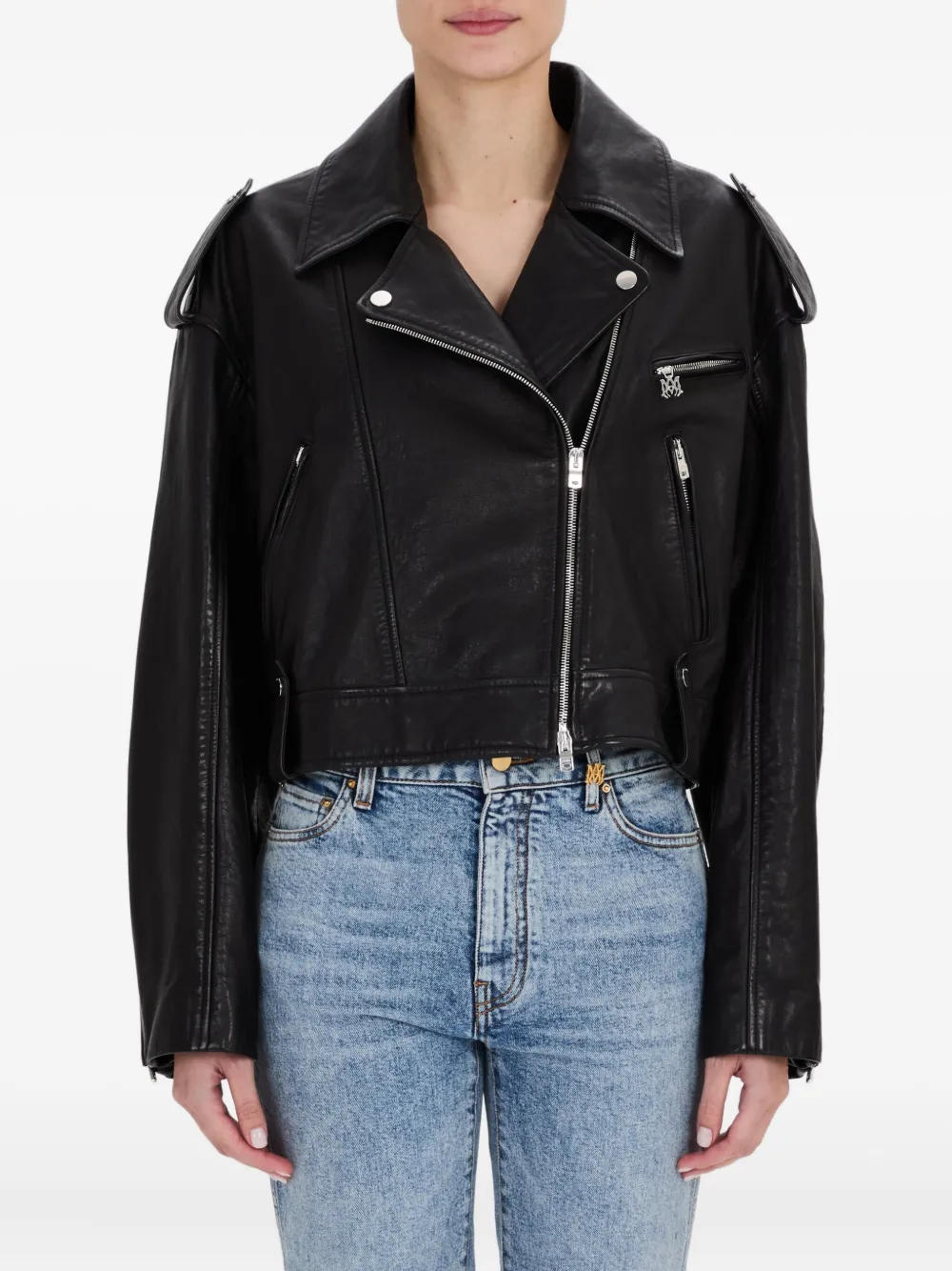 AMIRI zip-front leather jacket | Black | Image 1