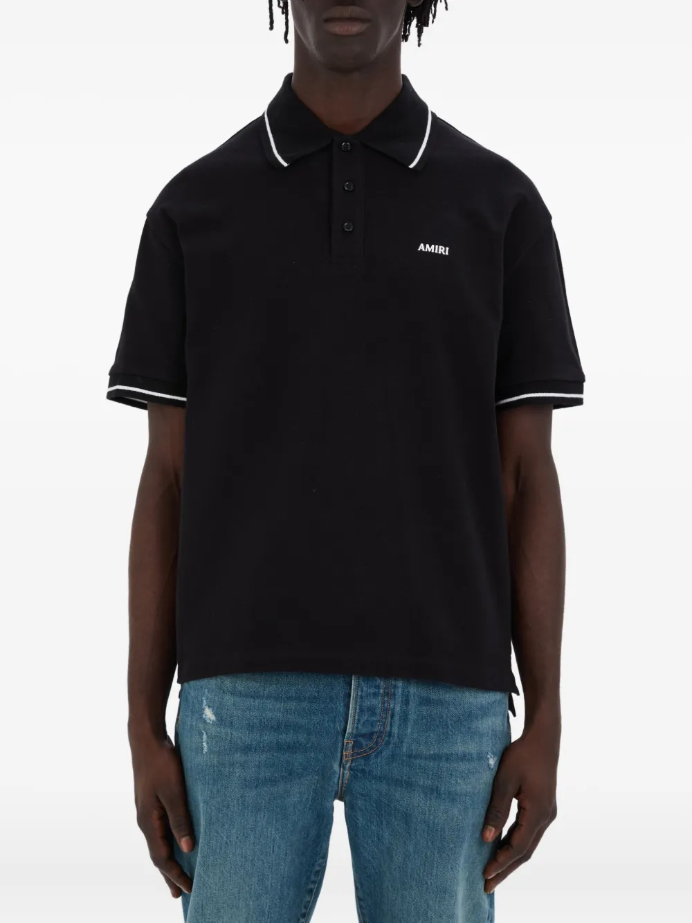 AMIRI tipped collar polo shirt | Black | Image 1