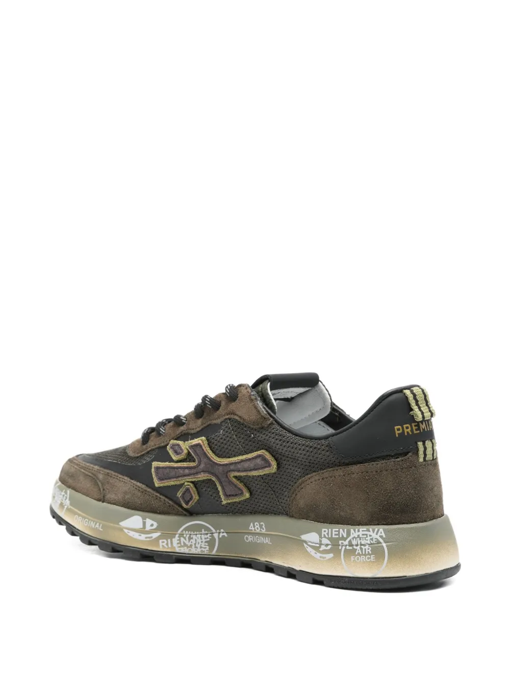 Premiata Modern Low Top Sneakers With Mesh Panels In Brown