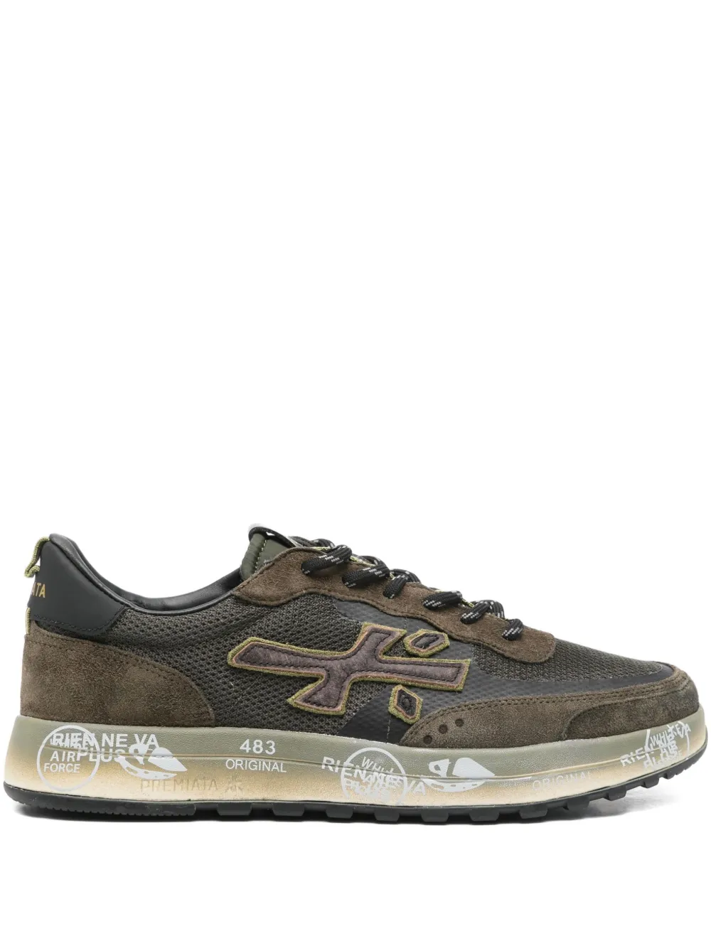 Premiata Modern Low Top Sneakers With Mesh Panels In Brown
