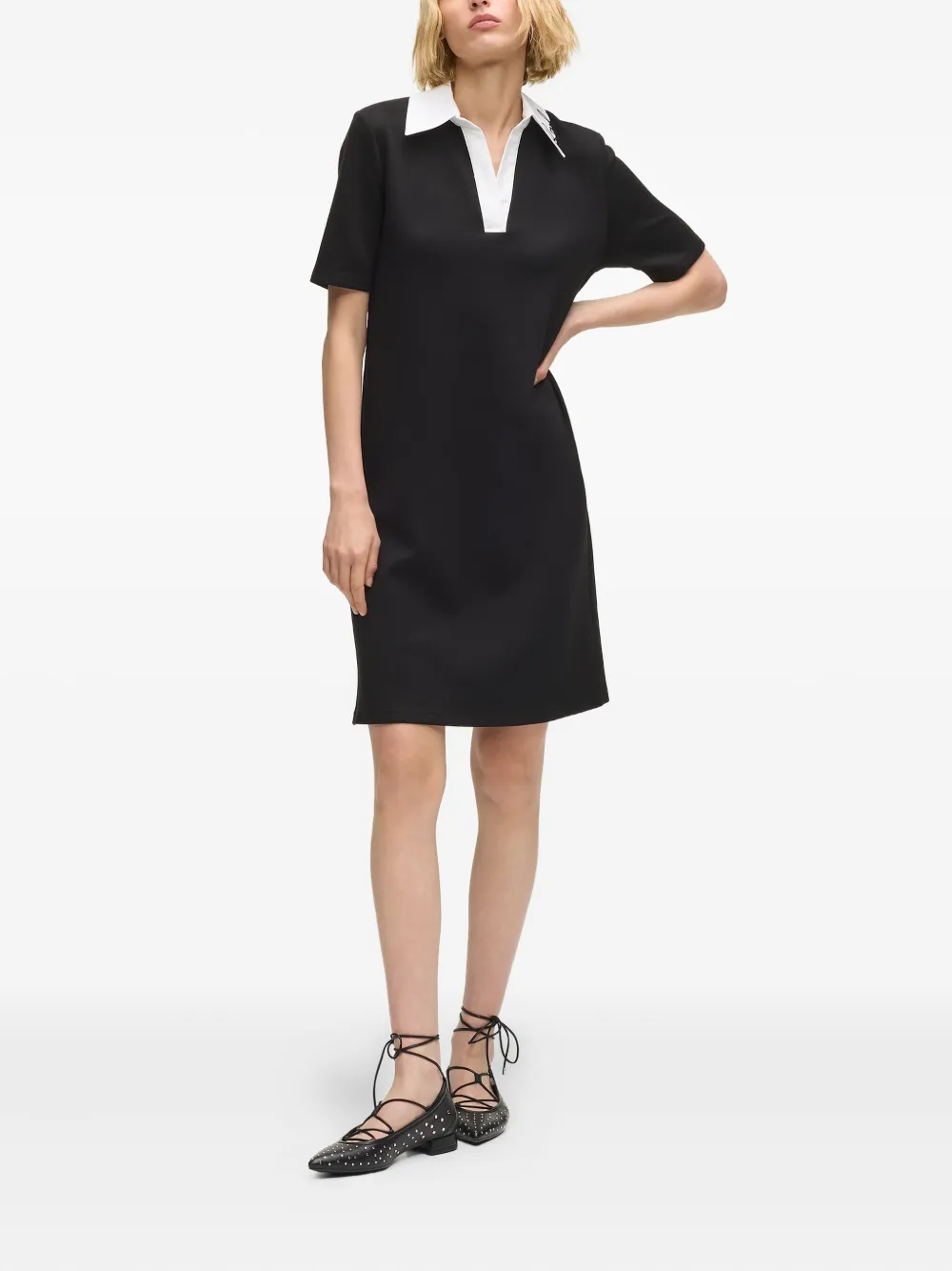 Karl Lagerfeld Polojurk met kenmerkende kraag - Zwart