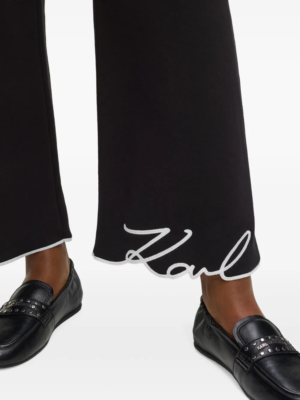Karl Lagerfeld Signature Hem Track Pants In Black
