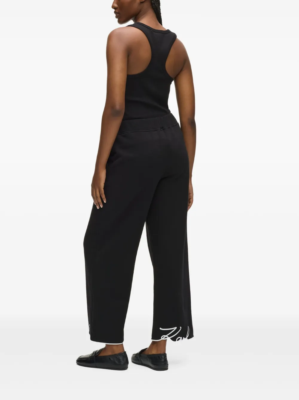 Karl Lagerfeld Signature Hem Track Pants In Black