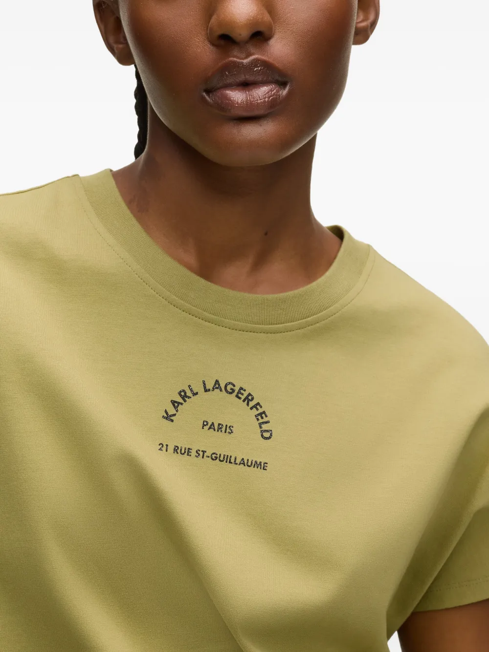 Karl Lagerfeld Rue St-guillaume Design Glitter T-shirt In Green