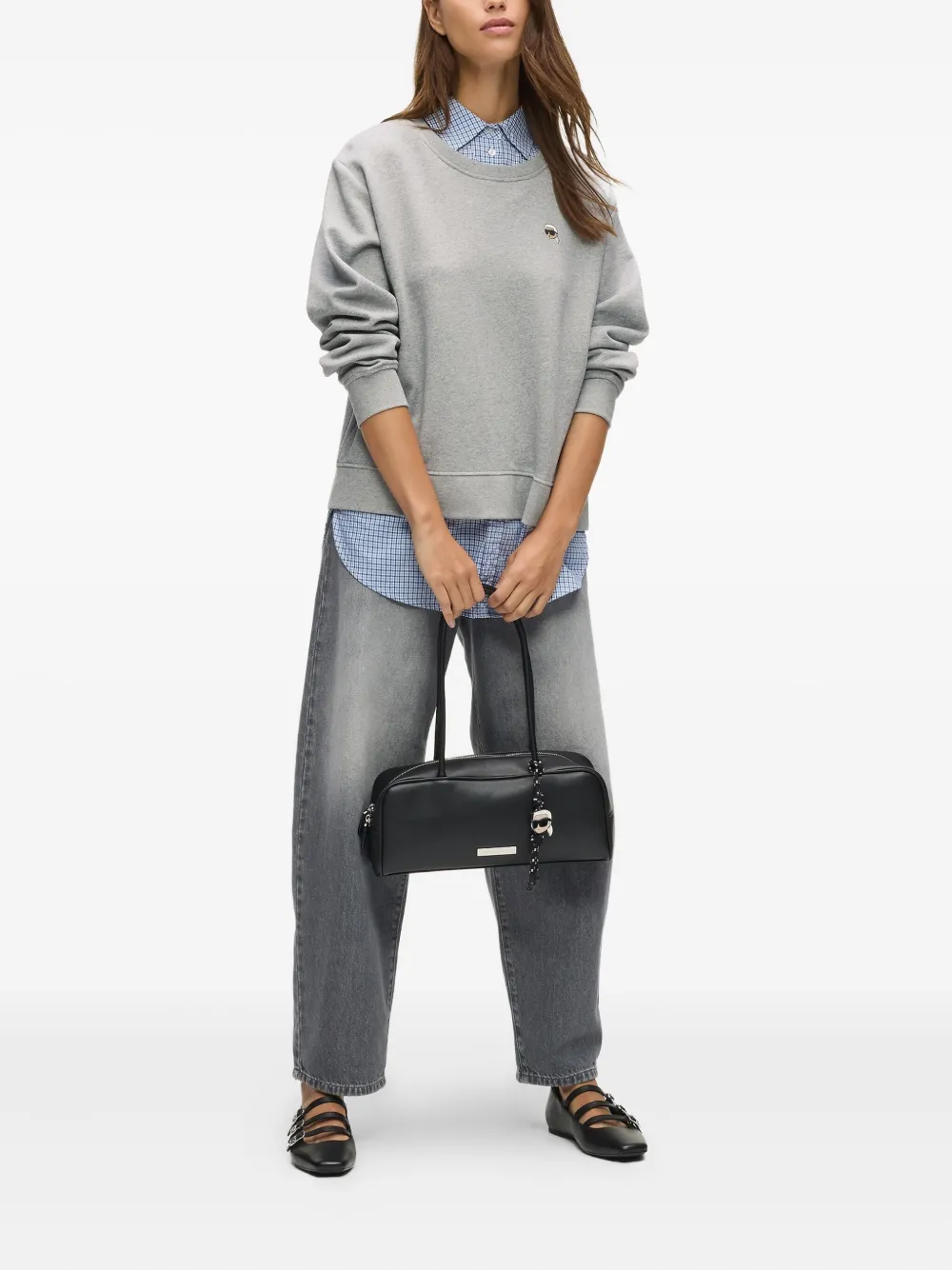 Karl Lagerfeld Ikon Layered Sweatshirt In Gray