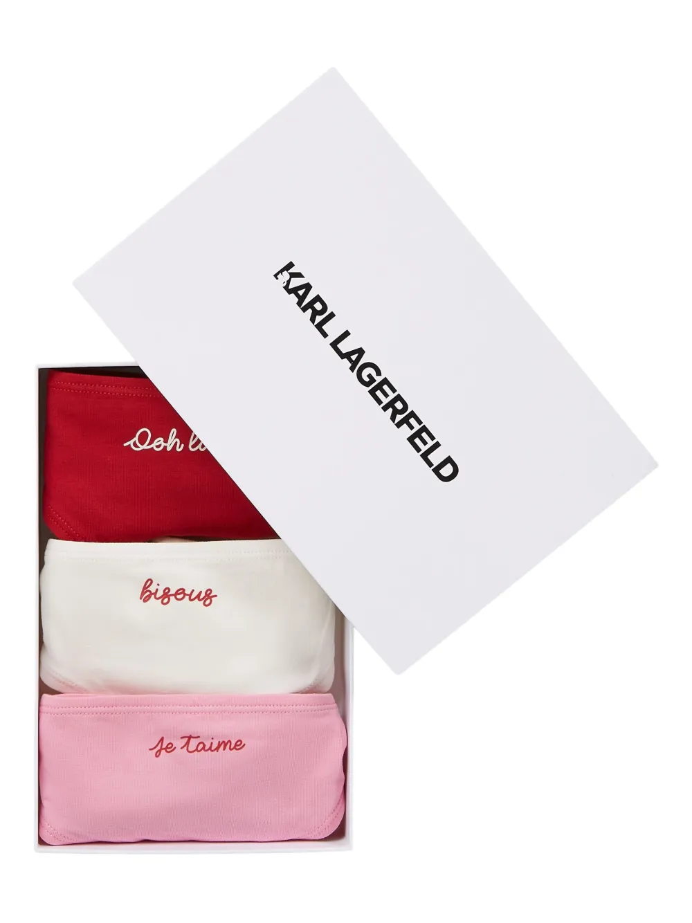Karl Lagerfeld Drie slips met geborduurd patroon Rood