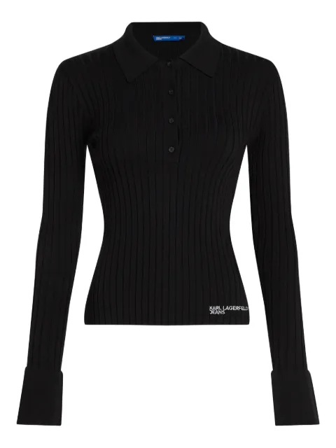 Karl Lagerfeld Jeans ribbed knitted polo shirt