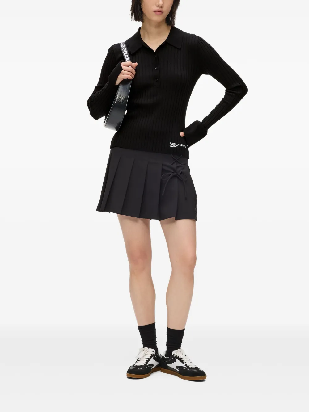 Karl Lagerfeld Jeans Ribgebreid poloshirt - Zwart