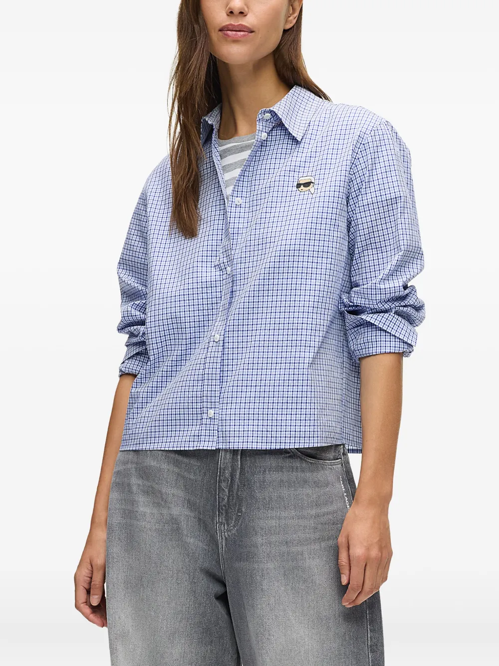 Karl Lagerfeld Geruite blouse Blauw