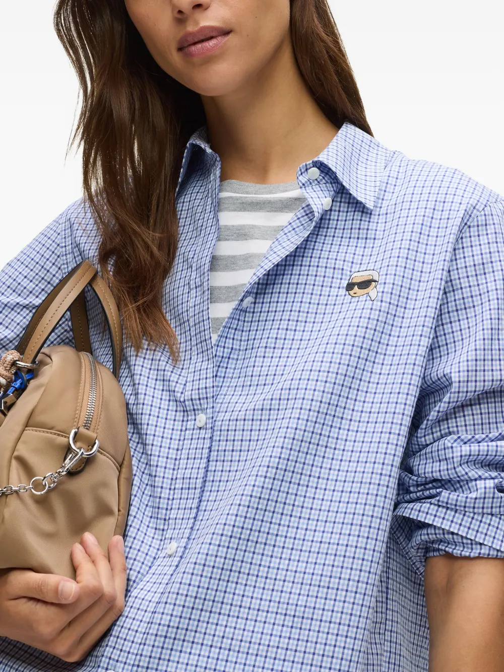 Karl Lagerfeld Geruite blouse Blauw