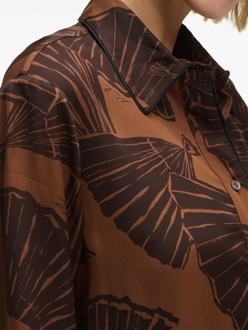 Karl Lagerfeld Blouse met print en lange mouwen Bruin
