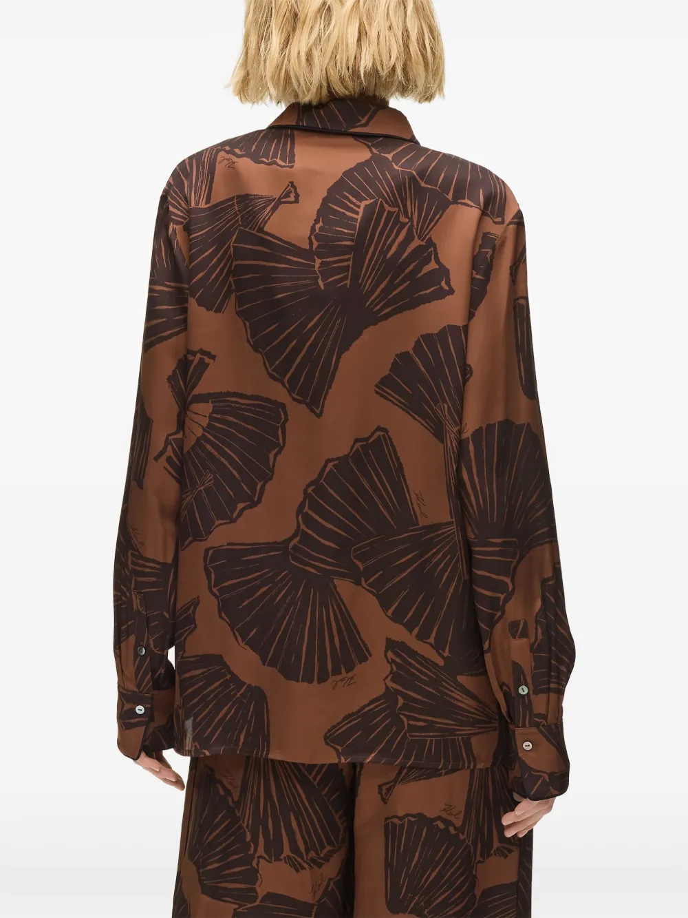 Karl Lagerfeld Blouse met print en lange mouwen Bruin