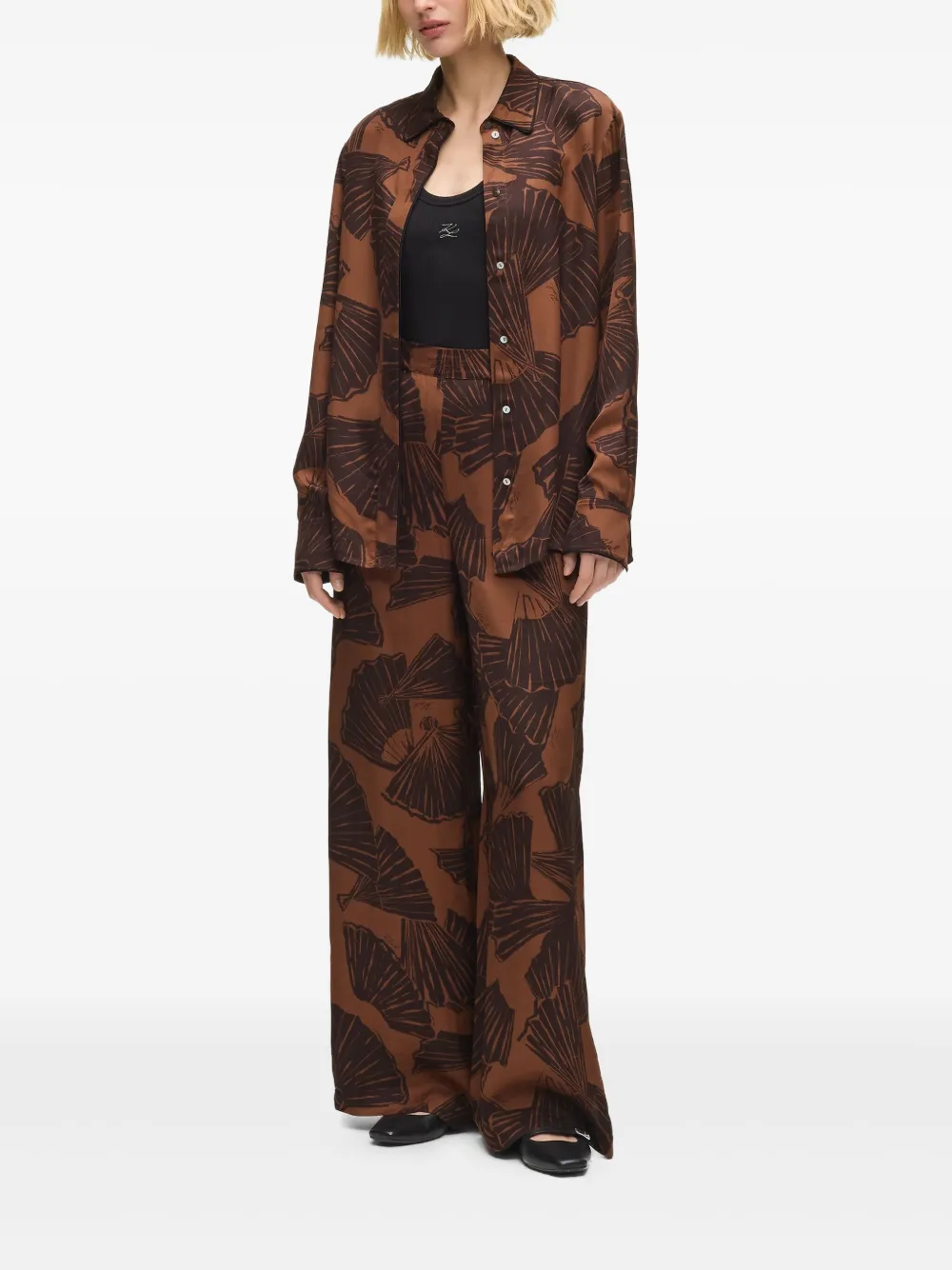 Karl Lagerfeld Blouse met print en lange mouwen - Bruin