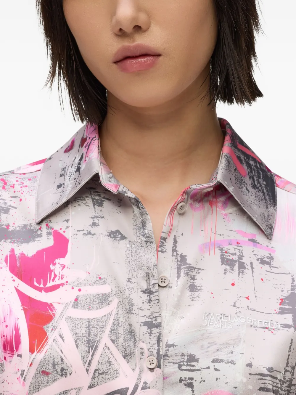 Karl Lagerfeld Jeans Blouse met verfspatten Grijs