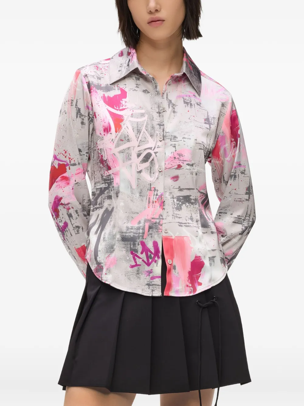 Karl Lagerfeld Jeans Blouse met verfspatten Grijs