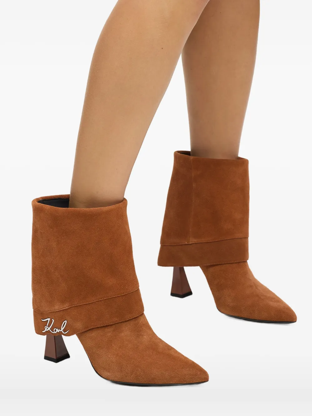 Karl Lagerfeld Debutante enkellaarzen met omslag Bruin