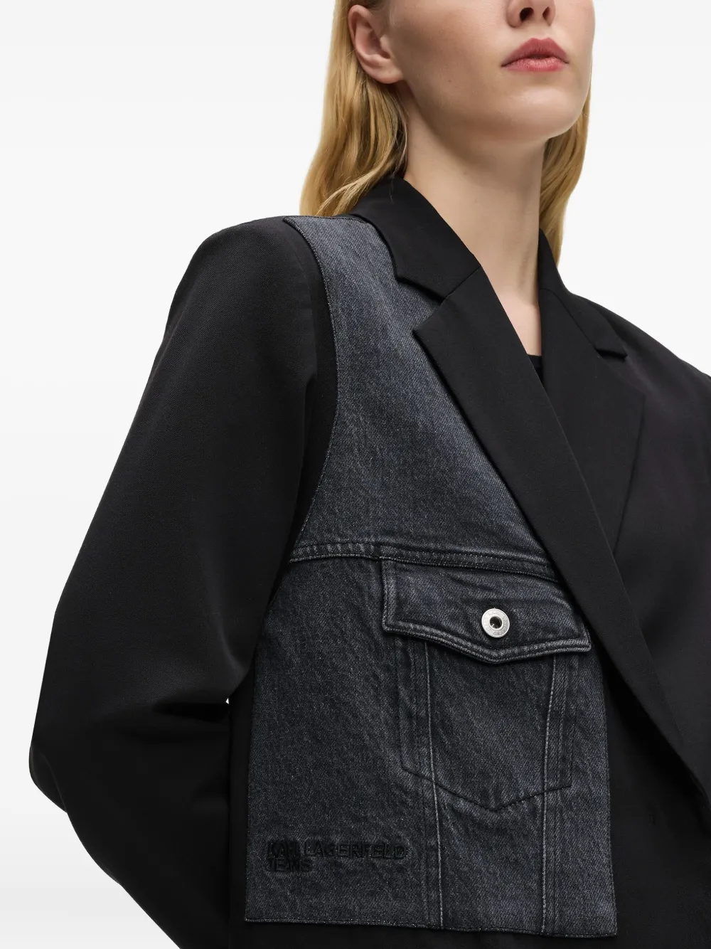 Karl Lagerfeld Jeans Flap-pocket Panelledl Blazer In Black
