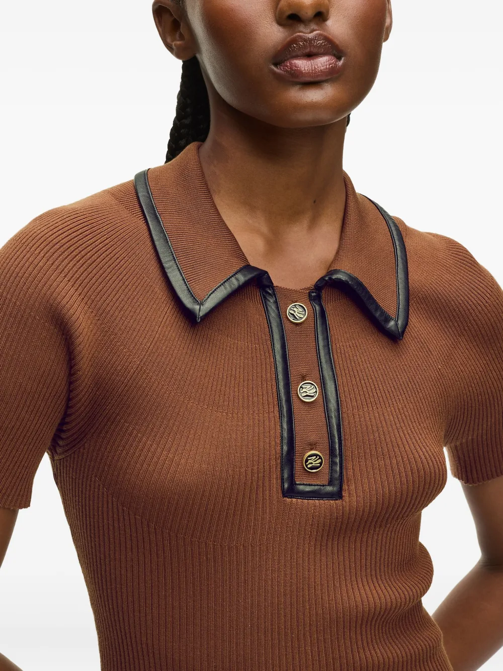 Karl Lagerfeld Polojurk met knoopsluiting Bruin