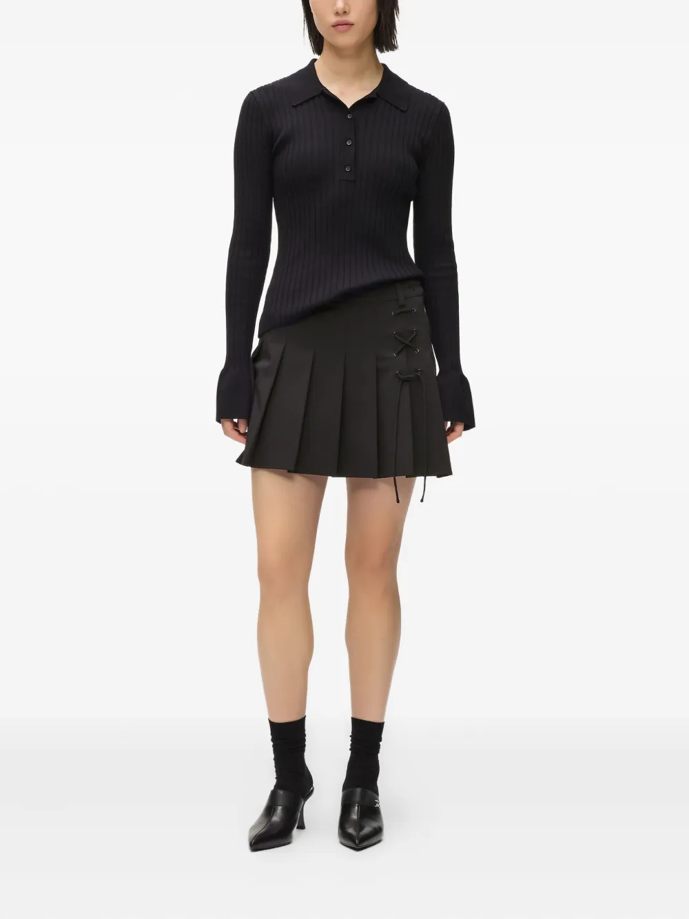 Karl Lagerfeld Jeans Mini-plooirok met veters - Zwart