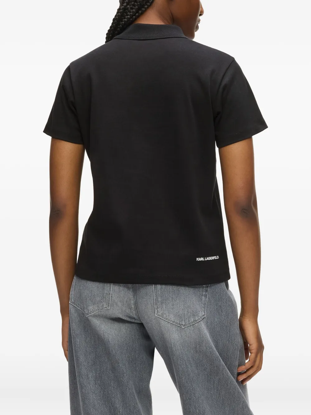 Karl Lagerfeld Ikon Button Polo Shirt In Black