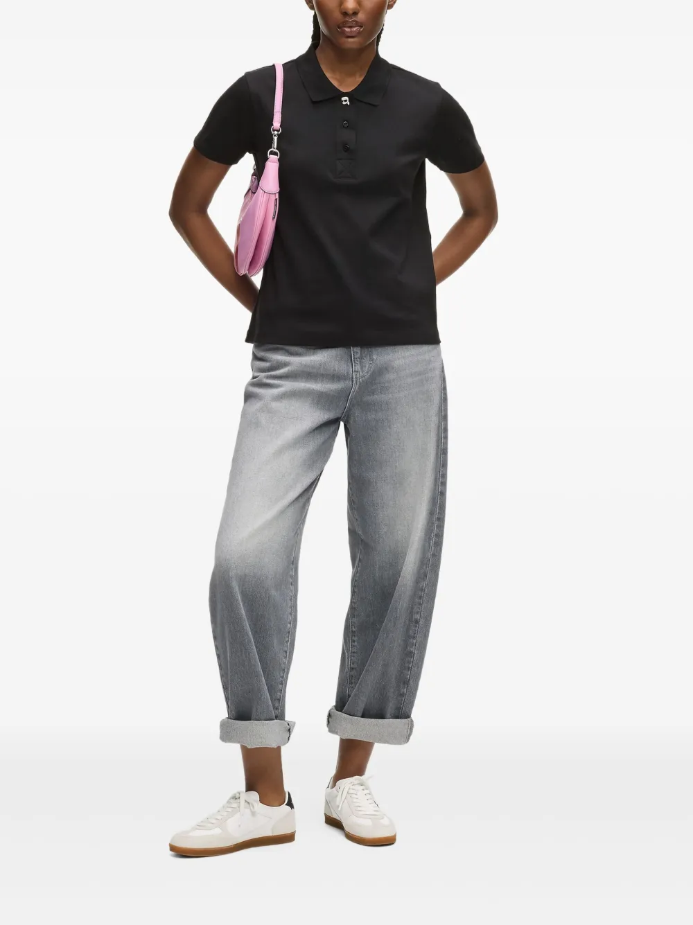 Karl Lagerfeld Ikon poloshirt met knopen - Zwart