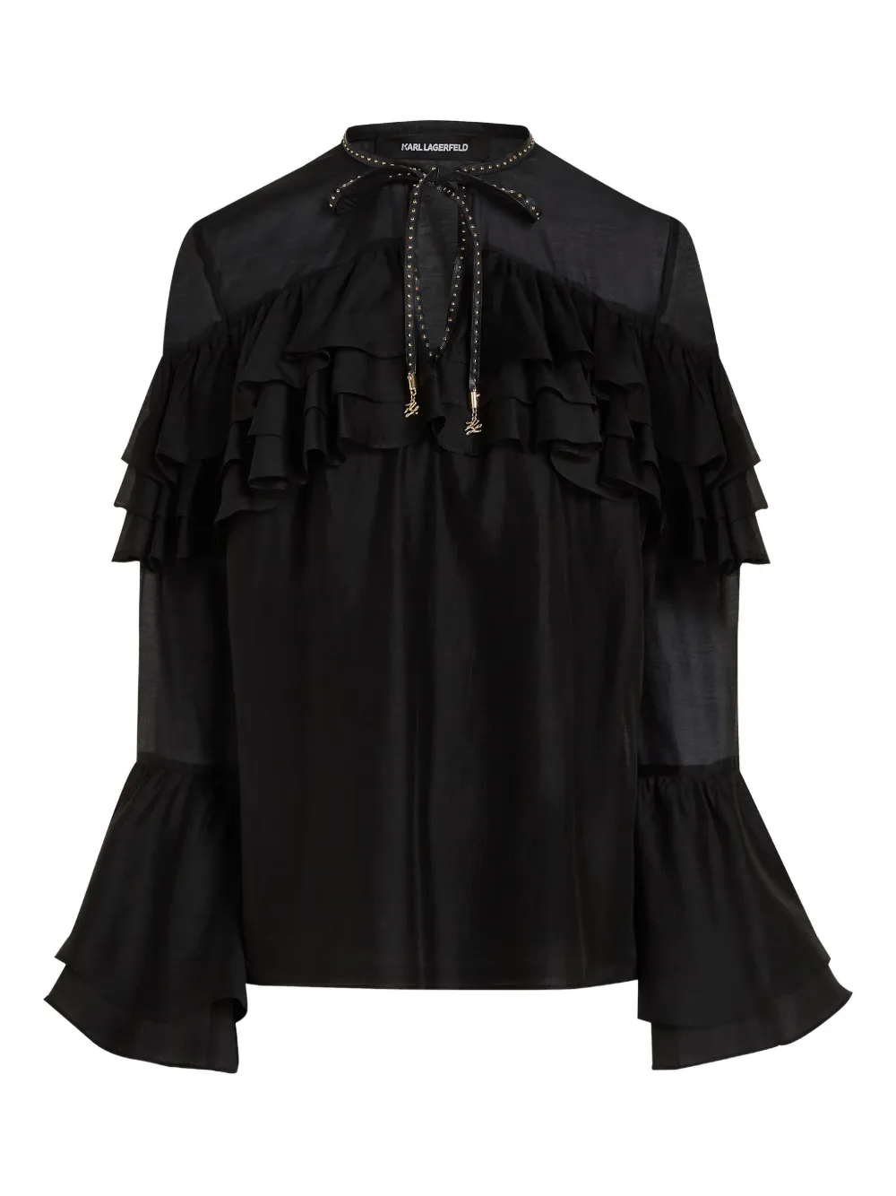 Karl Lagerfeld blouse volantée à col noué | noir | Image 1