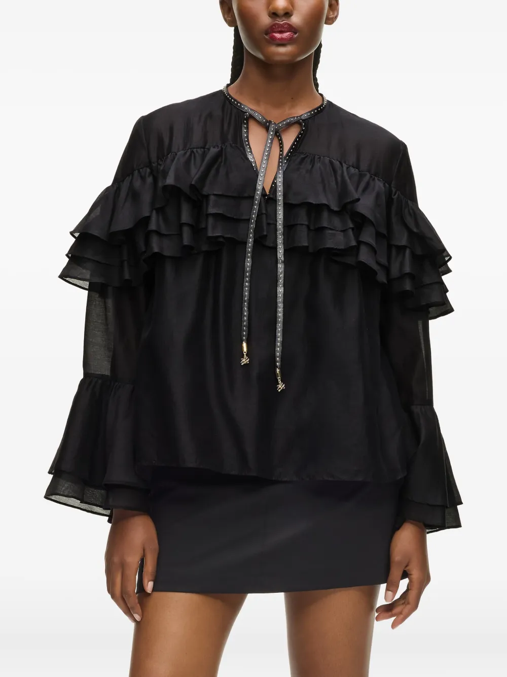 Karl Lagerfeld Blouse met ruches Zwart