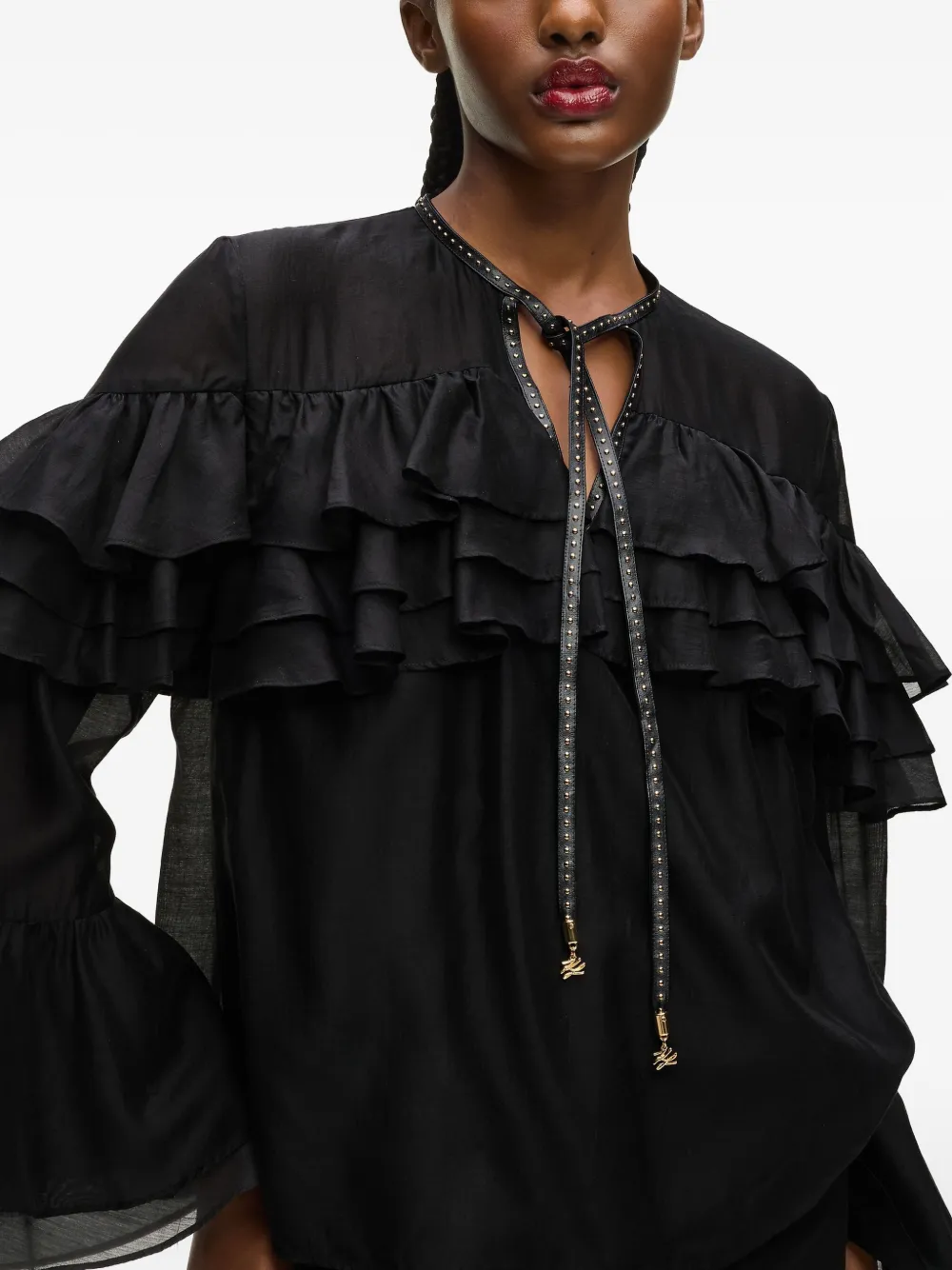 Karl Lagerfeld Blouse met ruches Zwart