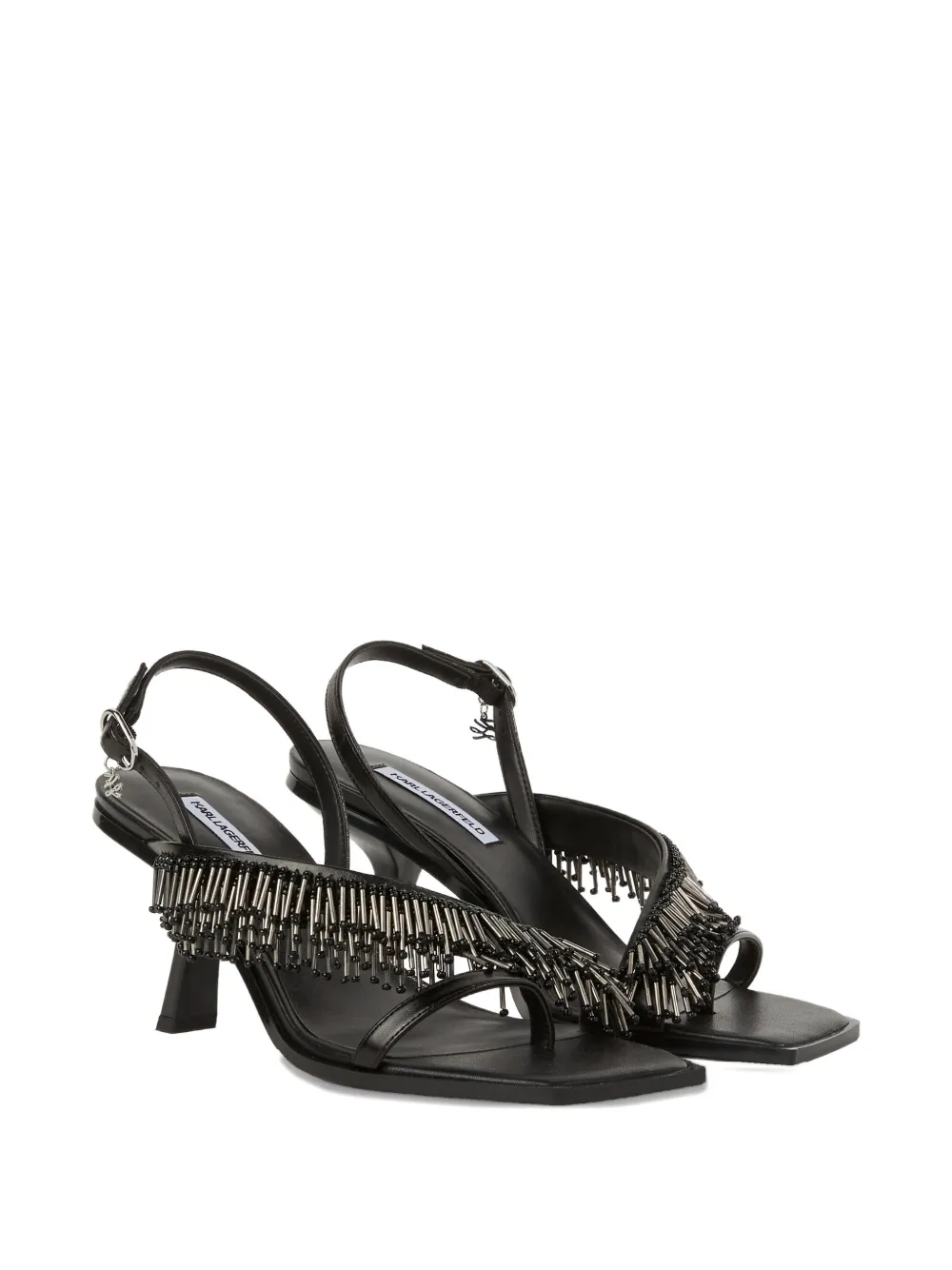 Karl Lagerfeld Karmel sandalen met franje Zwart