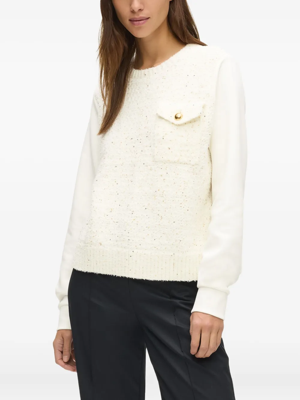 Karl Lagerfeld Bouclé trui met zak Beige