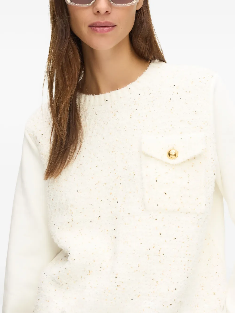 Karl Lagerfeld Bouclé trui met zak Beige