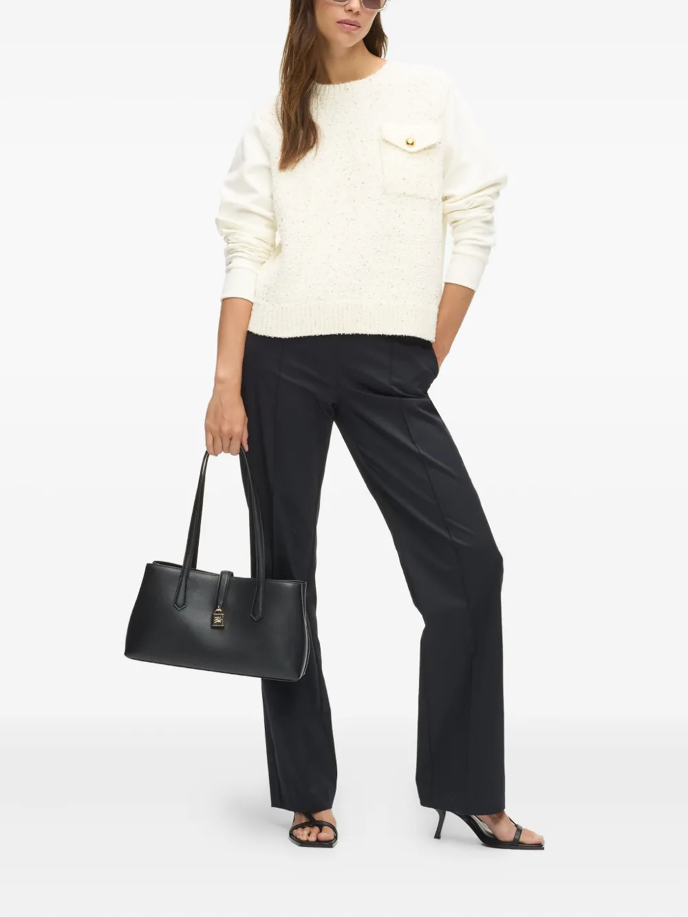 Karl Lagerfeld Bouclé trui met zak Beige