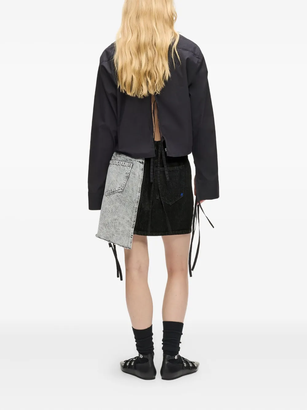 Karl Lagerfeld Jeans Asymmetric-design Denim Mini Skirt In Black