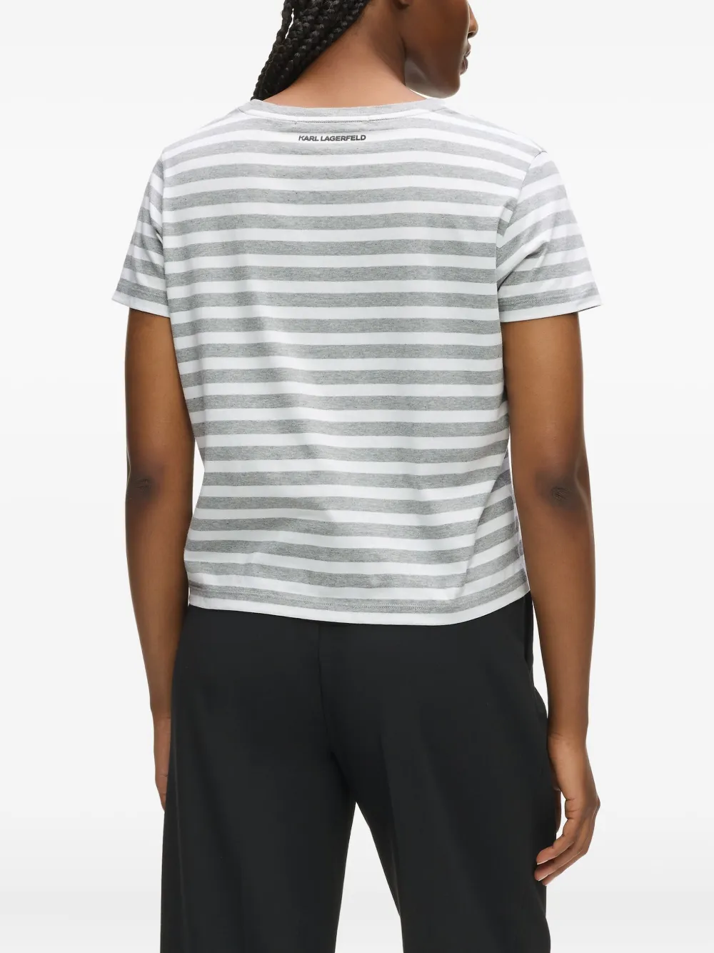 Karl Lagerfeld Ikon Striped T-shirt In Gray